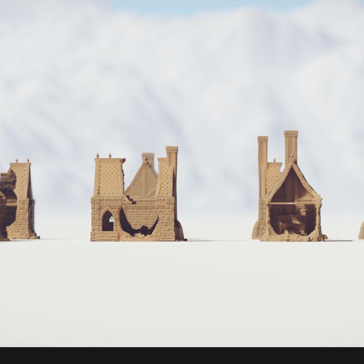 Ruined Modest Houses – 3 Styles with Mirrored Variants for Fantasy & Historical Wargames