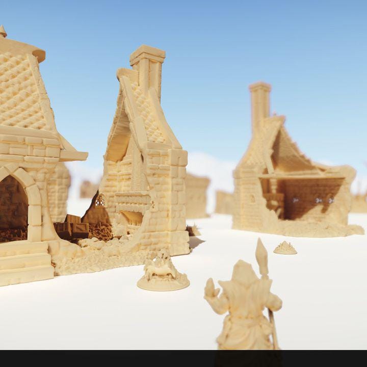 Ruined Modest Houses – 3 Styles with Mirrored Variants for Fantasy & Historical Wargames