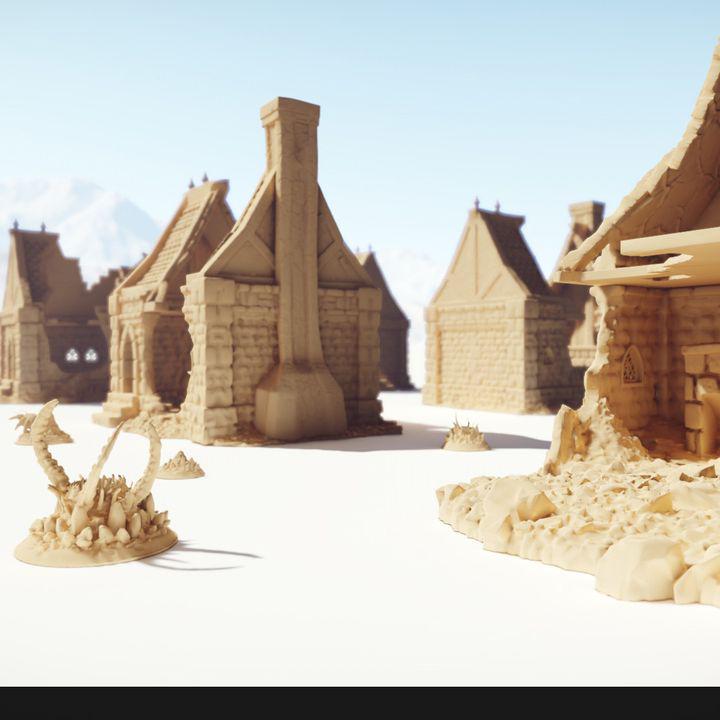 Ruined Modest Houses – 3 Styles with Mirrored Variants for Fantasy & Historical Wargames