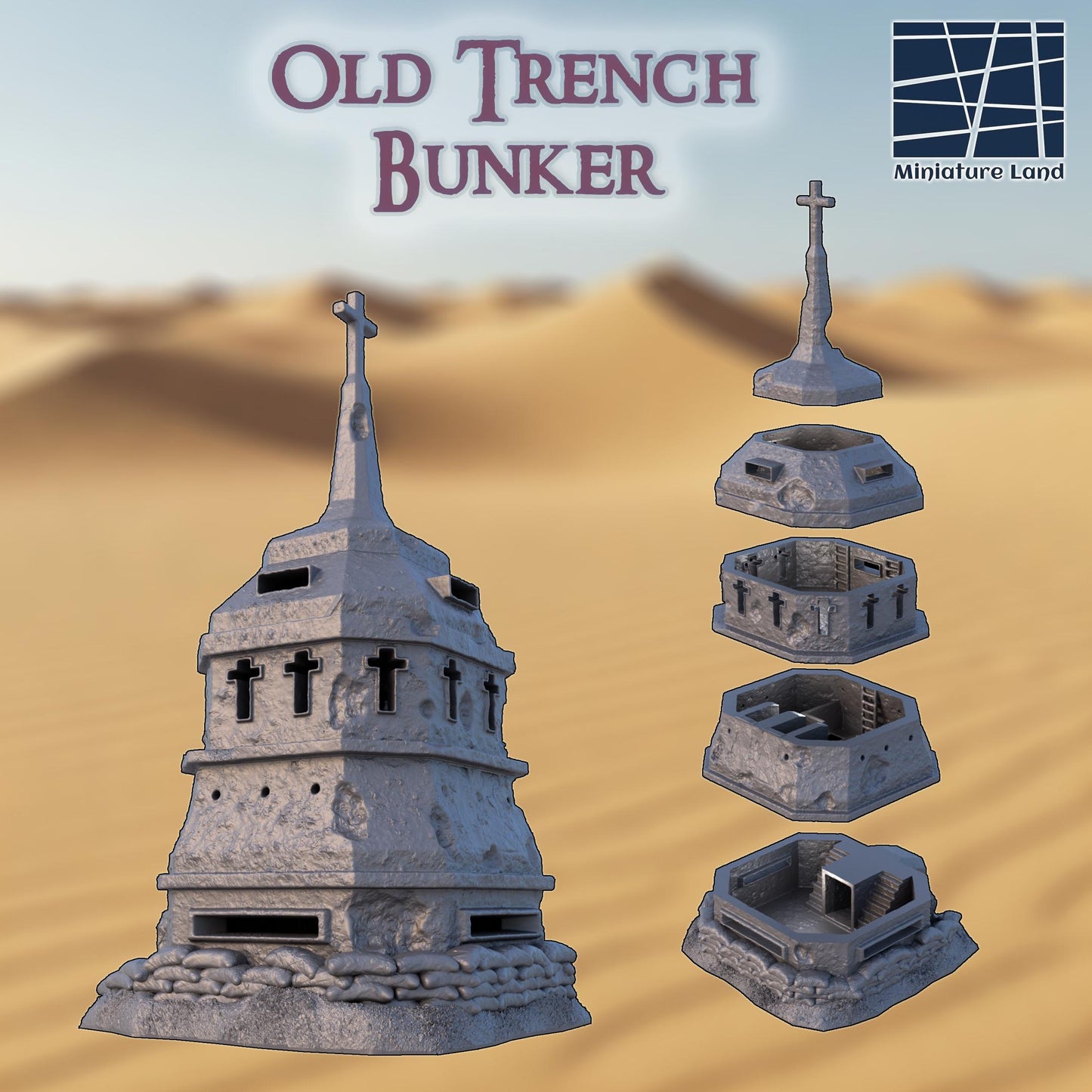 Old Trench Bunker: WWI Gothic Revival Modular Tower Stronghold Tabletop Terrain, Model Railroading