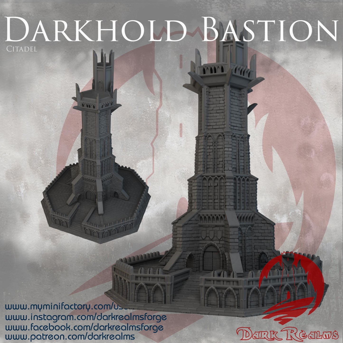 Darkhold Bastion Citadel: Gothic Mega Tower 28MM Tabletop Terrain, Model Railroading, Gaming