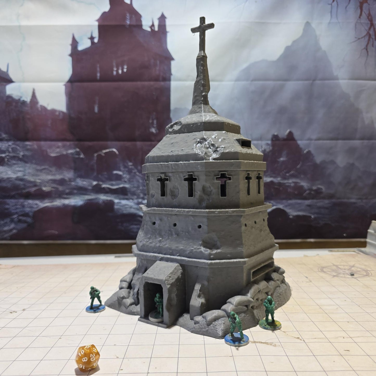 Old Trench Bunker: WWI Gothic Revival Modular Tower Stronghold Tabletop Terrain, Model Railroading
