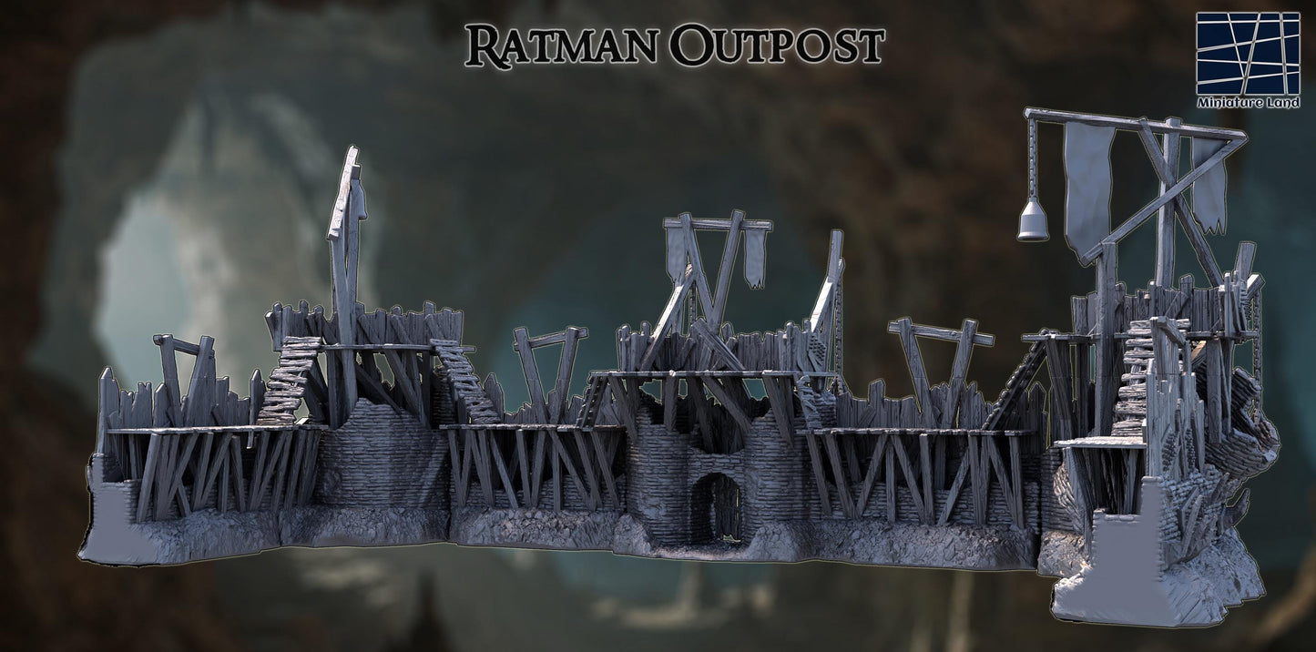 "Ramshackle walls, foul banners, and a bell to sound the alarm — welcome to the Ratman Outpost."
"A festering fortification — perfect for ambushes, raids, and last stands underground."
"The enemy doesn’t build — they infest. Make this plague-ridden stronghold your next battlefield."