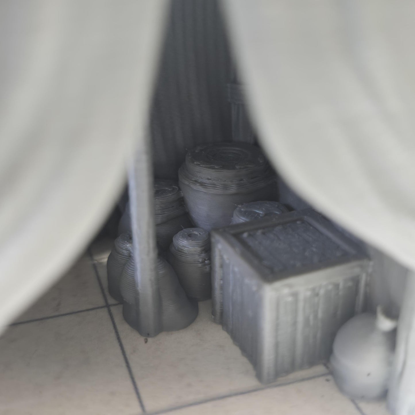 Covered Market Tent: Medieval Pottery Merchant's Setup - Tabletop RPG Scenery, Handcrafted Textile Detail