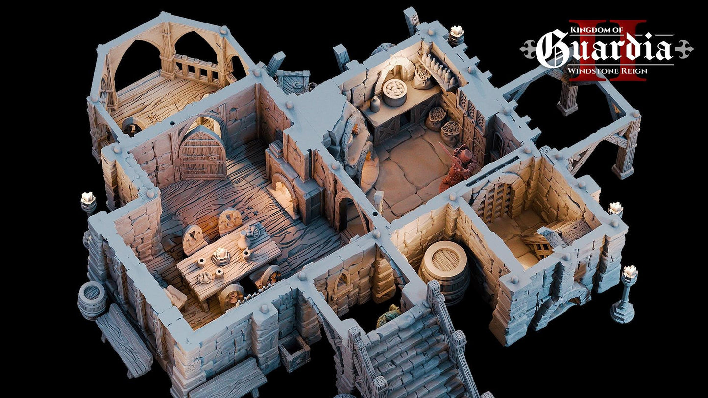 Timberstone Manor: Medieval Multi-Level Fantasy Building 28MM Tabletop Terrain, Model Railroading, Gaming