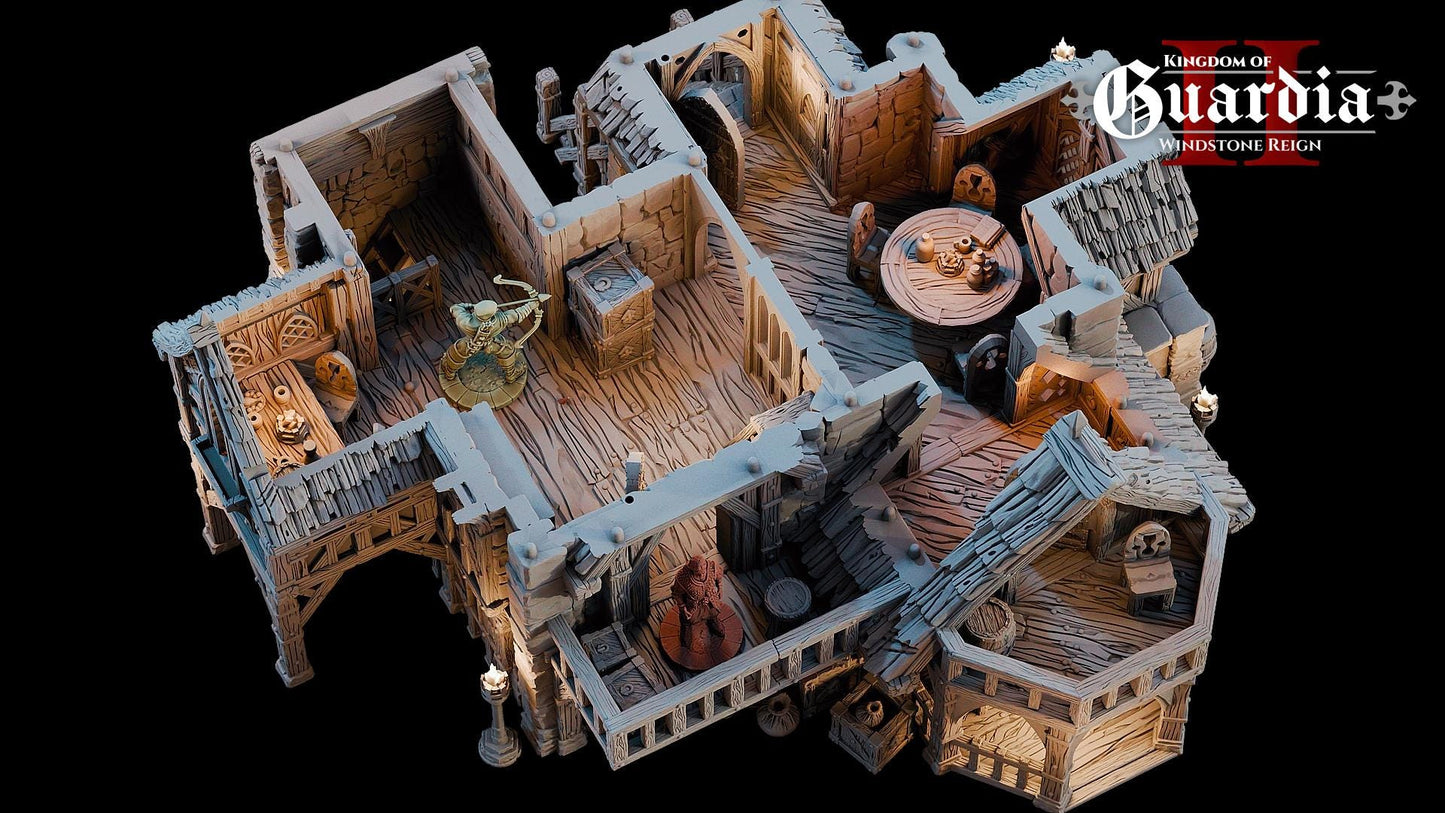 Timberstone Manor: Medieval Multi-Level Fantasy Building 28MM Tabletop Terrain, Model Railroading, Gaming