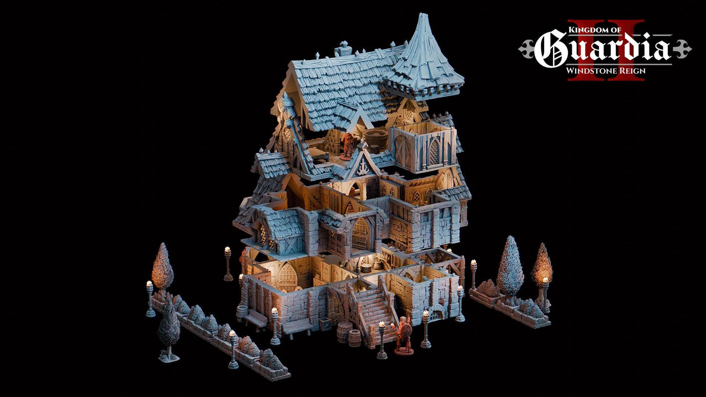 Timberstone Manor: Medieval Multi-Level Fantasy Building 28MM Tabletop Terrain, Model Railroading, Gaming
