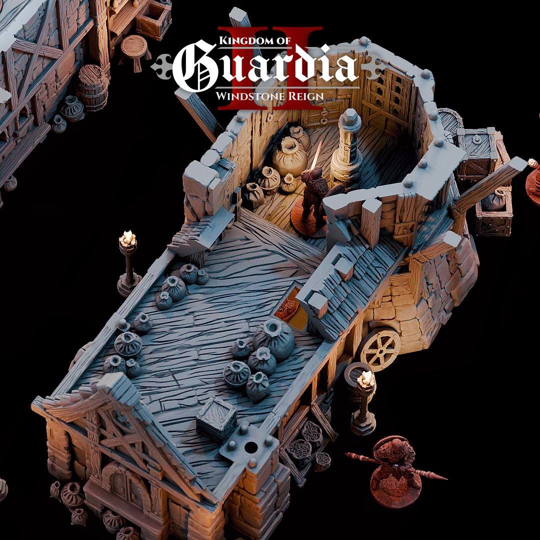 Twingale Windmill: Medieval Fantasy Millhouse & Keep 28MM Tabletop Terrain, Model Railroading, Gaming