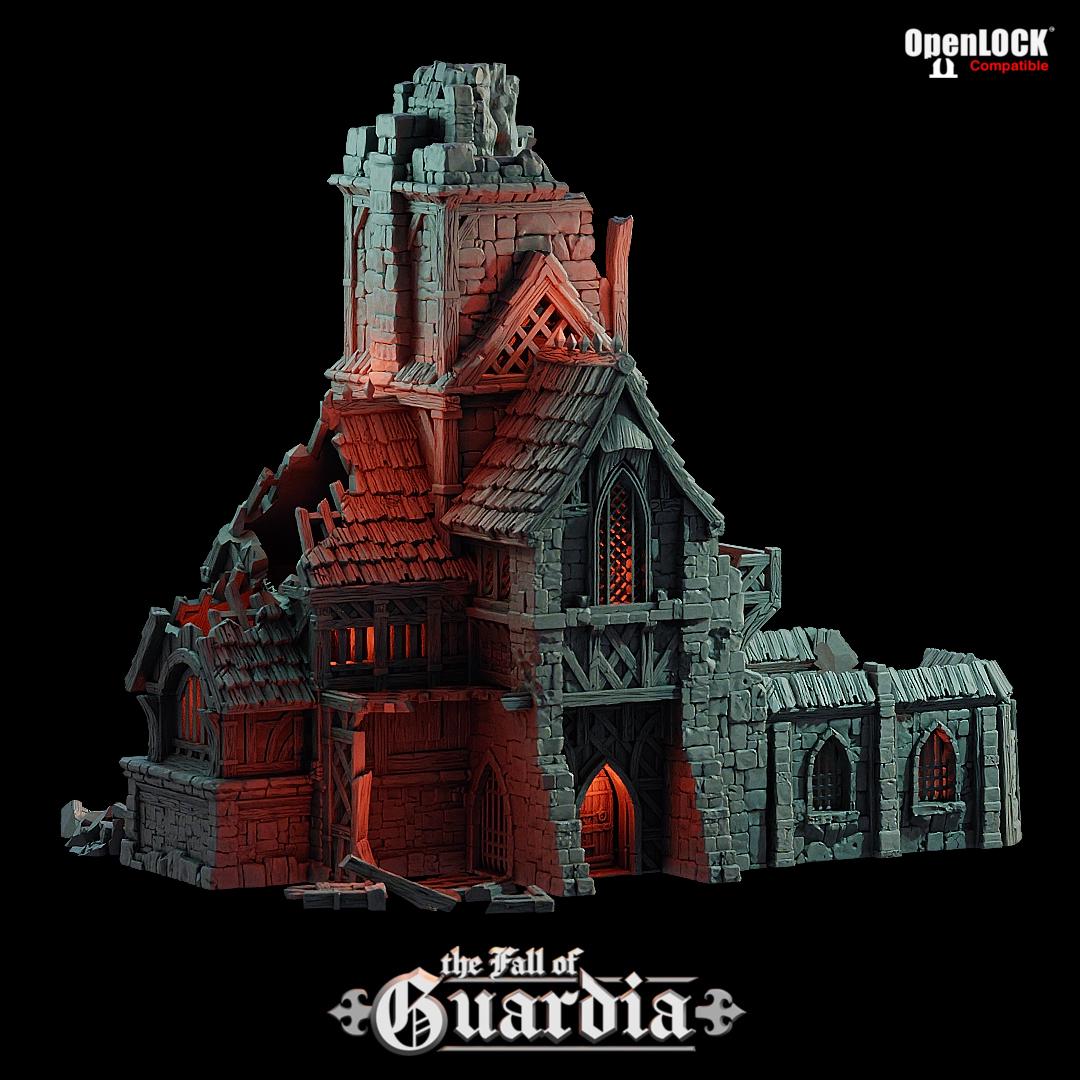 Ruined Clock Tower - Fall of Guardia: 28MM Tabletop Terrain, Model Railroading, Gaming