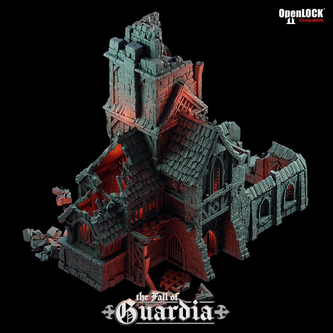 Ruined Clock Tower - Fall of Guardia: 28MM Tabletop Terrain, Model Railroading, Gaming