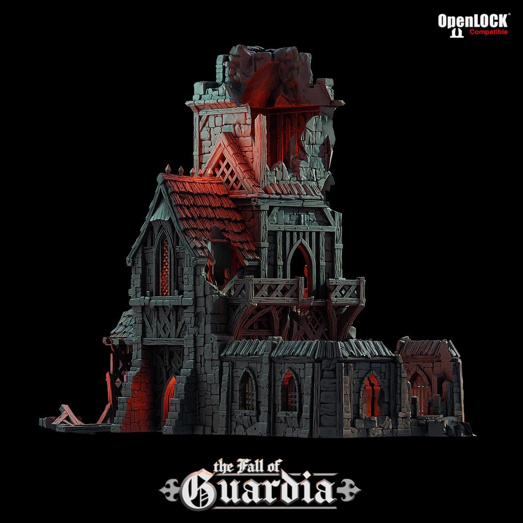 Ruined Clock Tower - Fall of Guardia: 28MM Tabletop Terrain, Model Railroading, Gaming