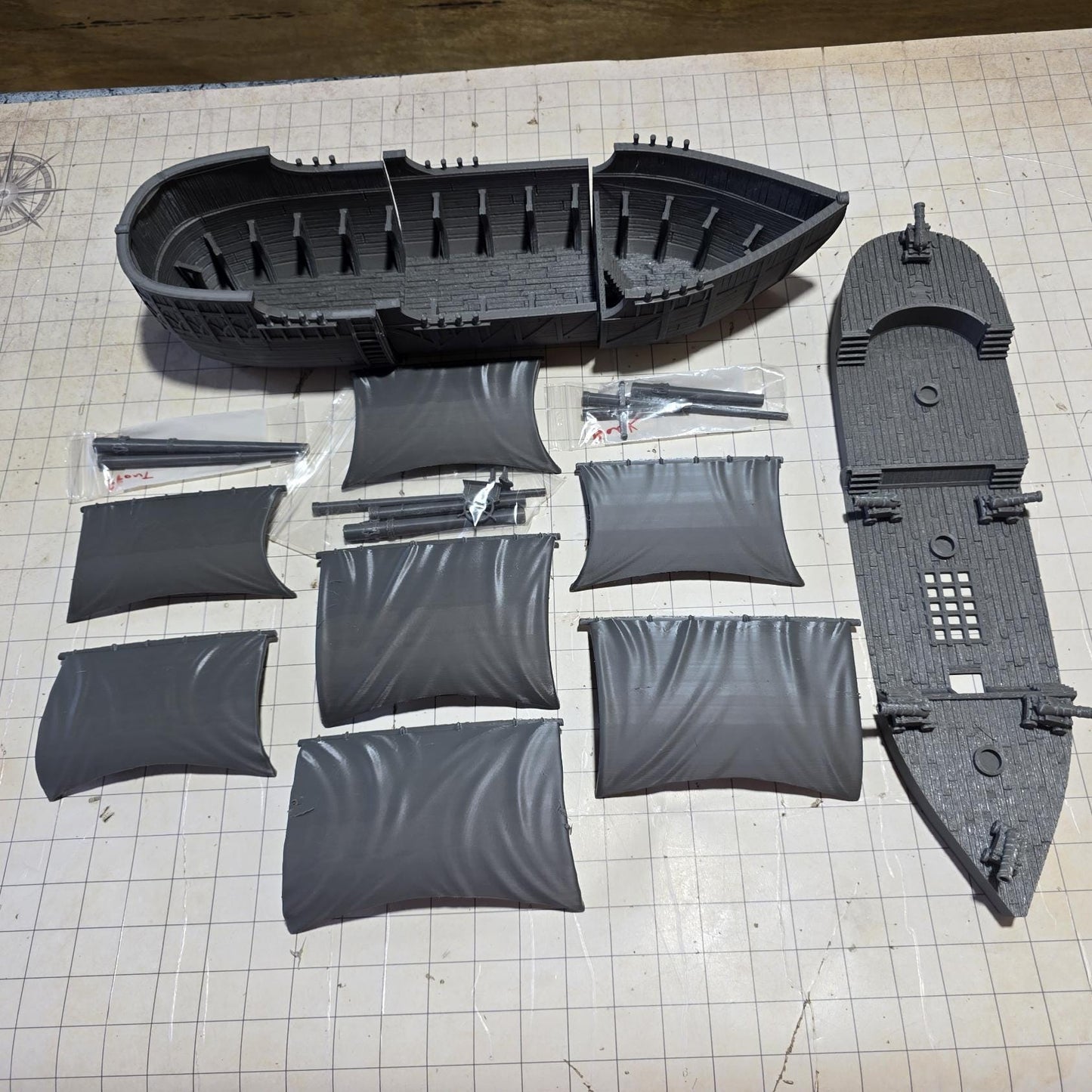 Ancrabourg Trade Ship, Three Masted Carrack, Pirate Ship, Galleon, Port Royal, Skirmish, D&D Terrain, Tabletop Terrain