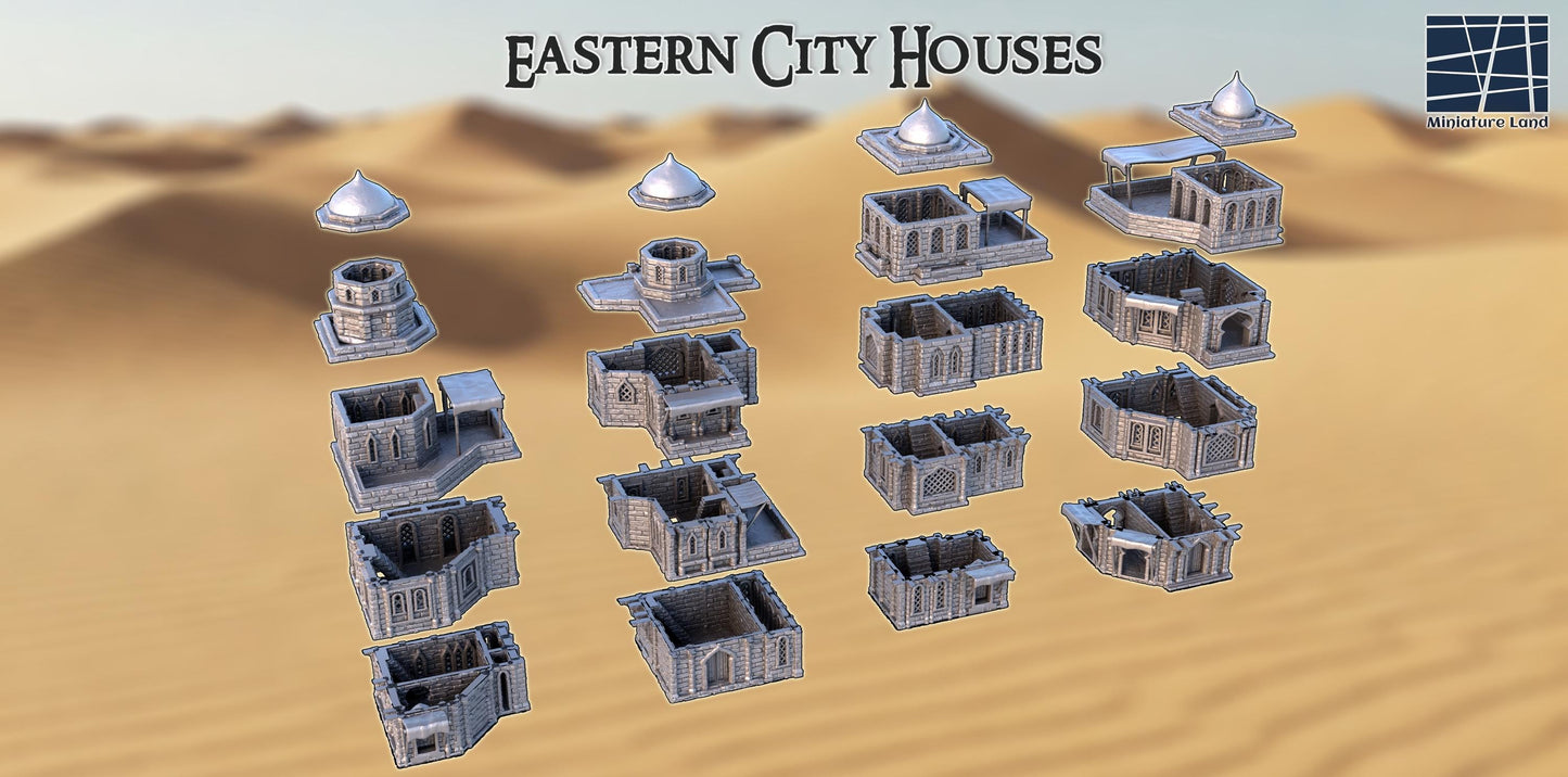 Eastern City Houses: Middle Eastern Buildings 28MM Tabletop Terrain, Model Railroading, Gaming