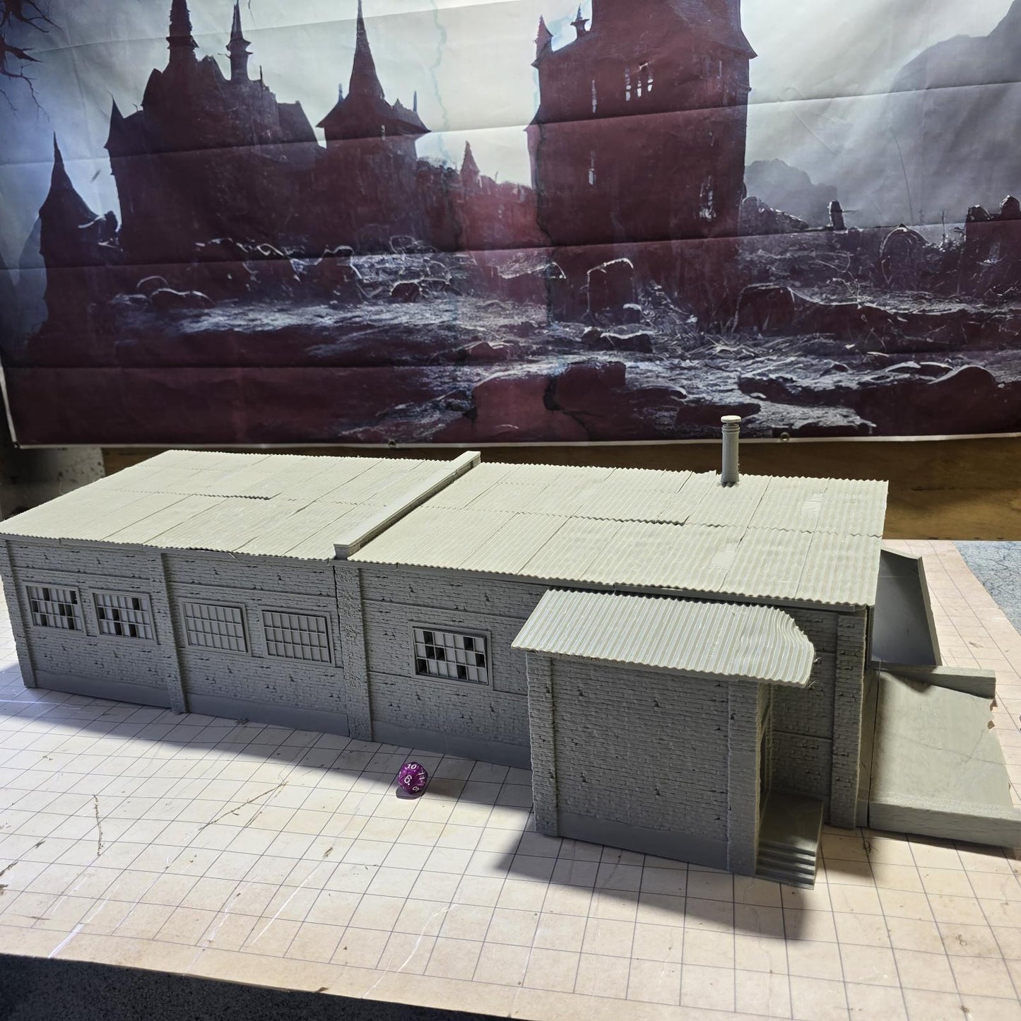 Ruined Factory Warehouse: 20th Century Industrial Building 28MM Tabletop Terrain, Model Railroading, Gaming