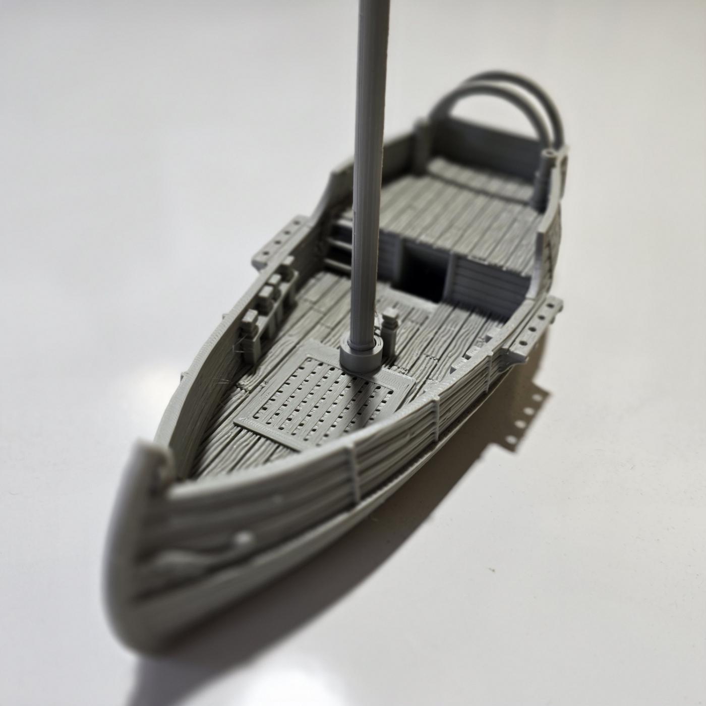28mm Medieval Merchant Ship - Historical Naval Miniature - Tabletop Wargaming and RPG Terrain - Printed in Grey PLA