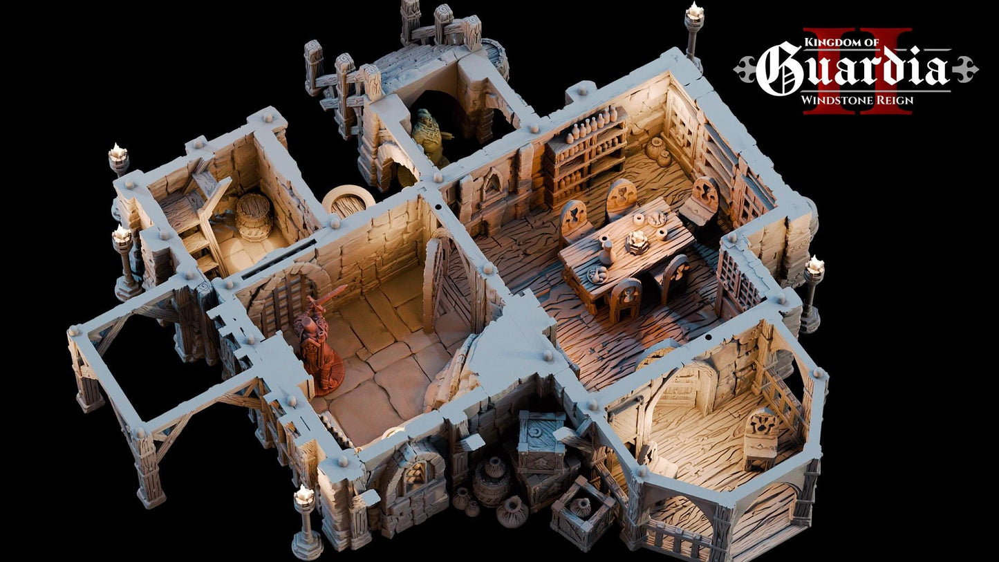 Timberstone Manor: Medieval Multi-Level Fantasy Building 28MM Tabletop Terrain, Model Railroading, Gaming