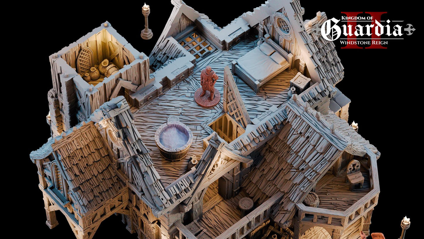 Timberstone Manor: Medieval Multi-Level Fantasy Building 28MM Tabletop Terrain, Model Railroading, Gaming