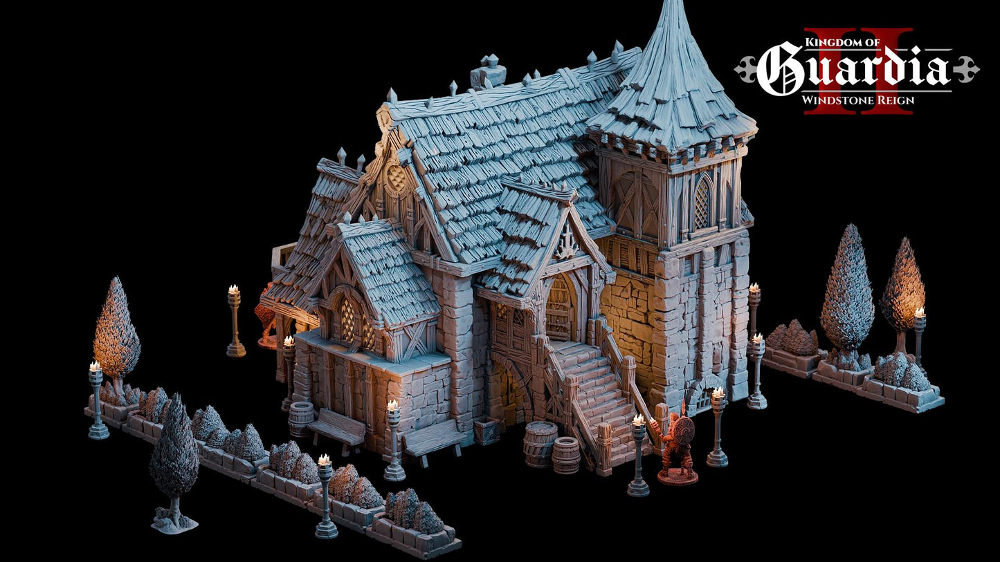 Timberstone Manor: Medieval Multi-Level Fantasy Building 28MM Tabletop Terrain, Model Railroading, Gaming