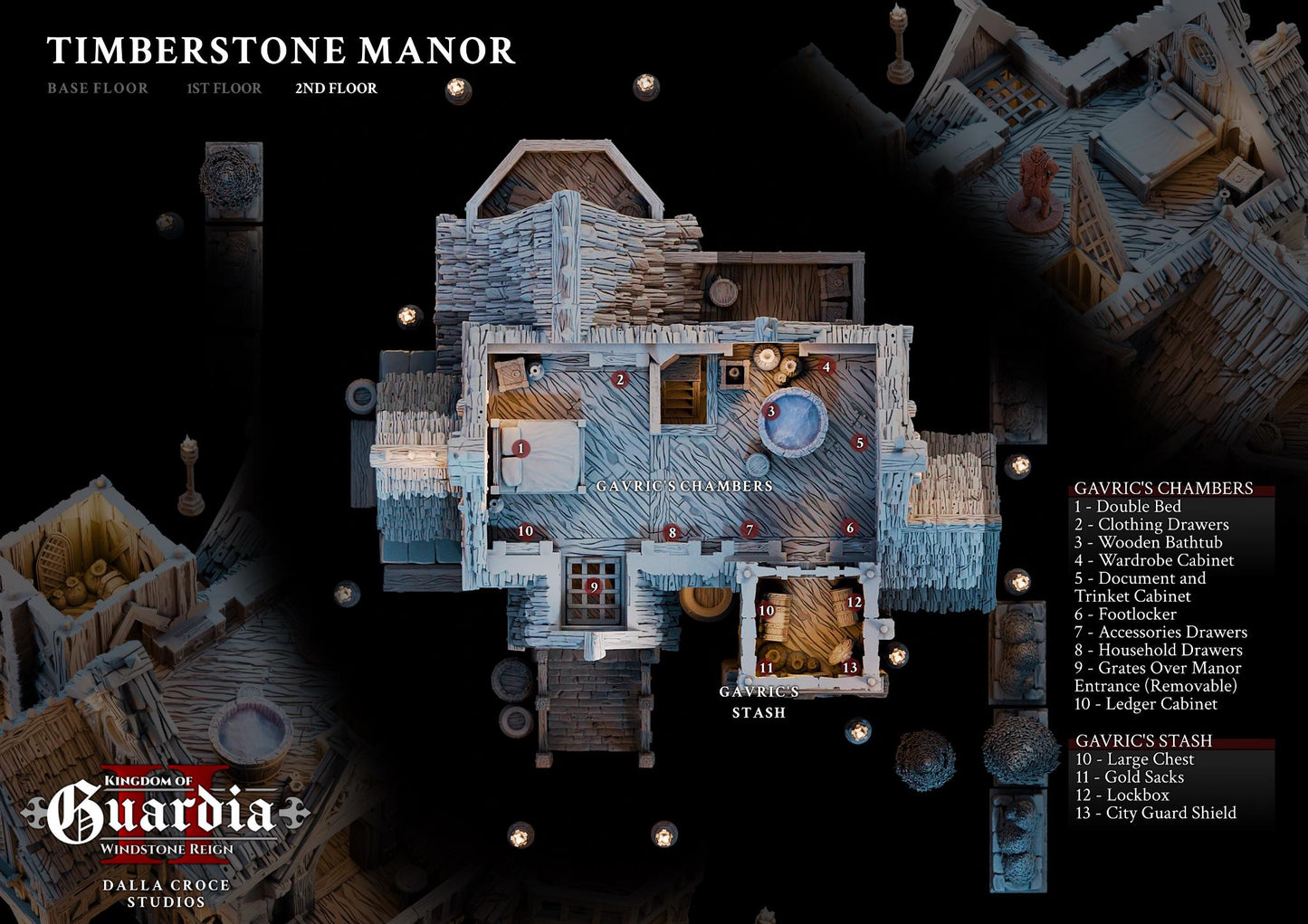 Timberstone Manor: Medieval Multi-Level Fantasy Building 28MM Tabletop Terrain, Model Railroading, Gaming
