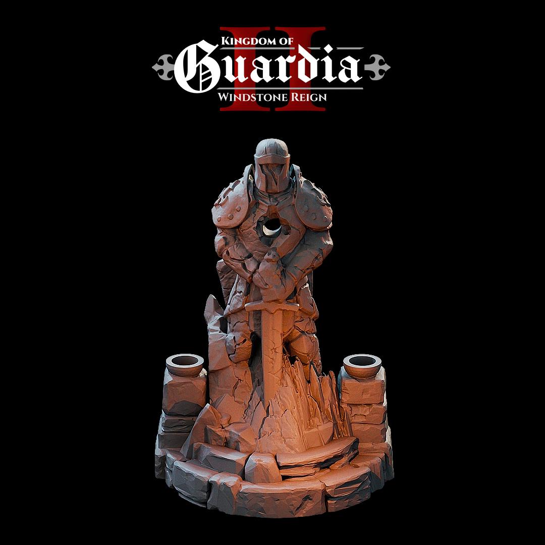 Oathguard Monument: Knight Statue with Stone Circle Base 28MM Tabletop Terrain, Model Railroading, Gaming