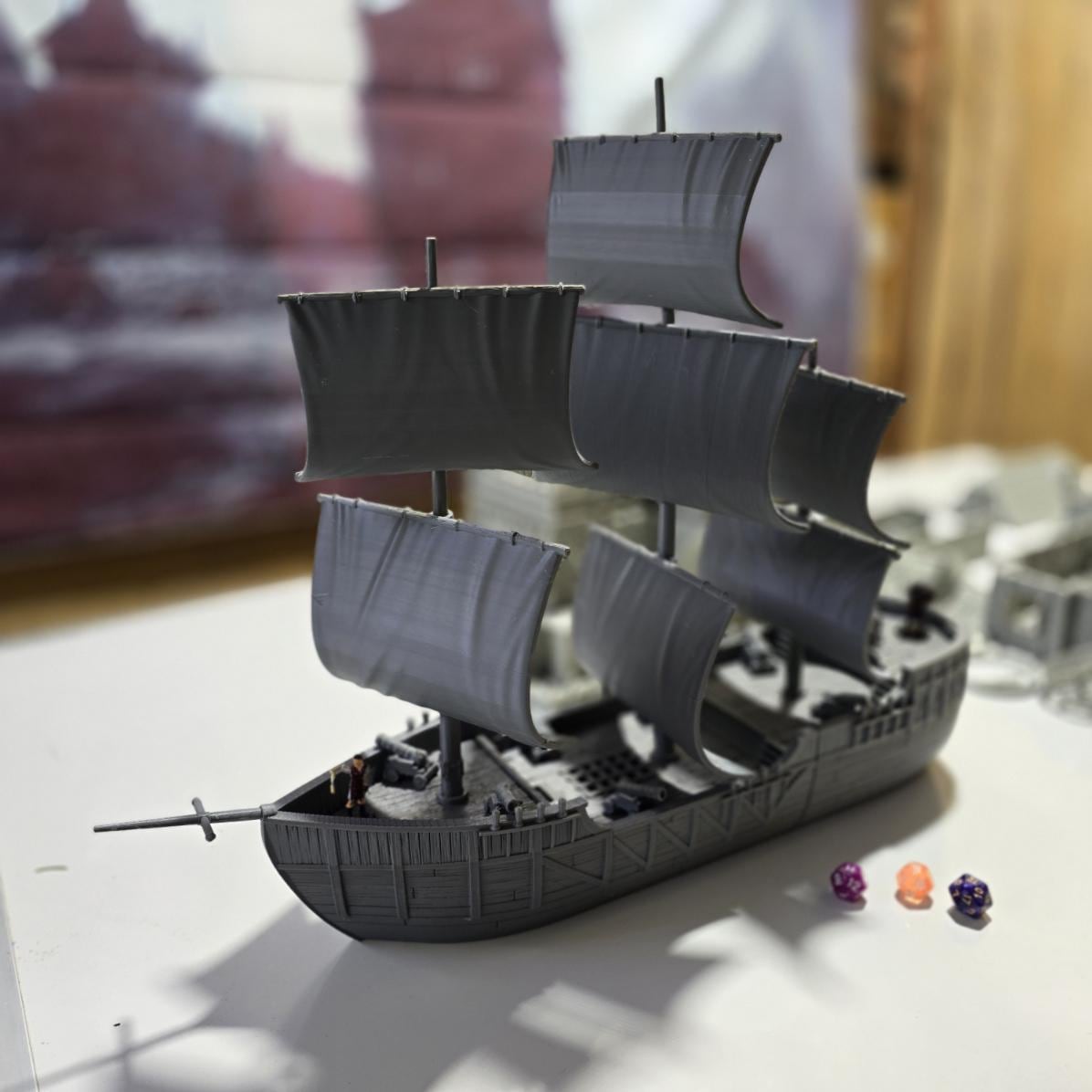 Ancrabourg Trade Ship, Three Masted Carrack, Pirate Ship, Galleon, Port Royal, Skirmish, D&D Terrain, Tabletop Terrain