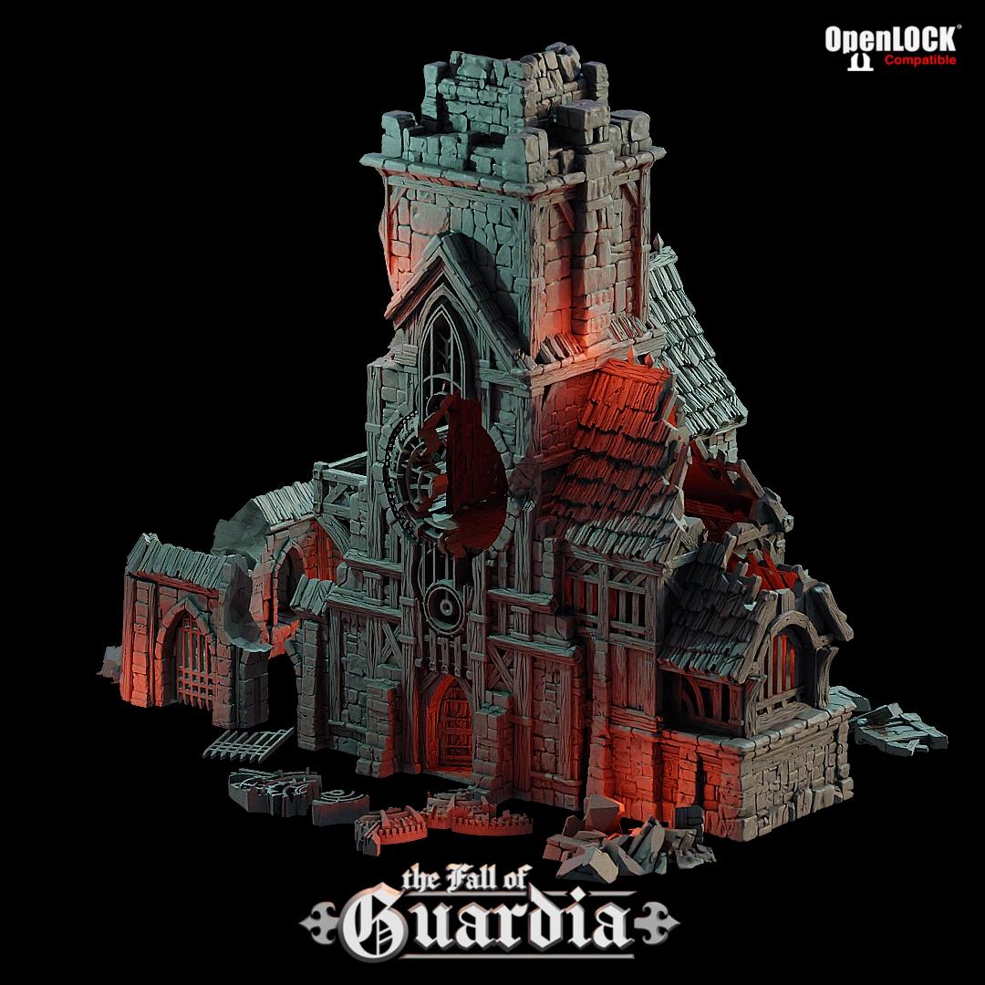 Ruined Clock Tower - Fall of Guardia: 28MM Tabletop Terrain, Model Railroading, Gaming