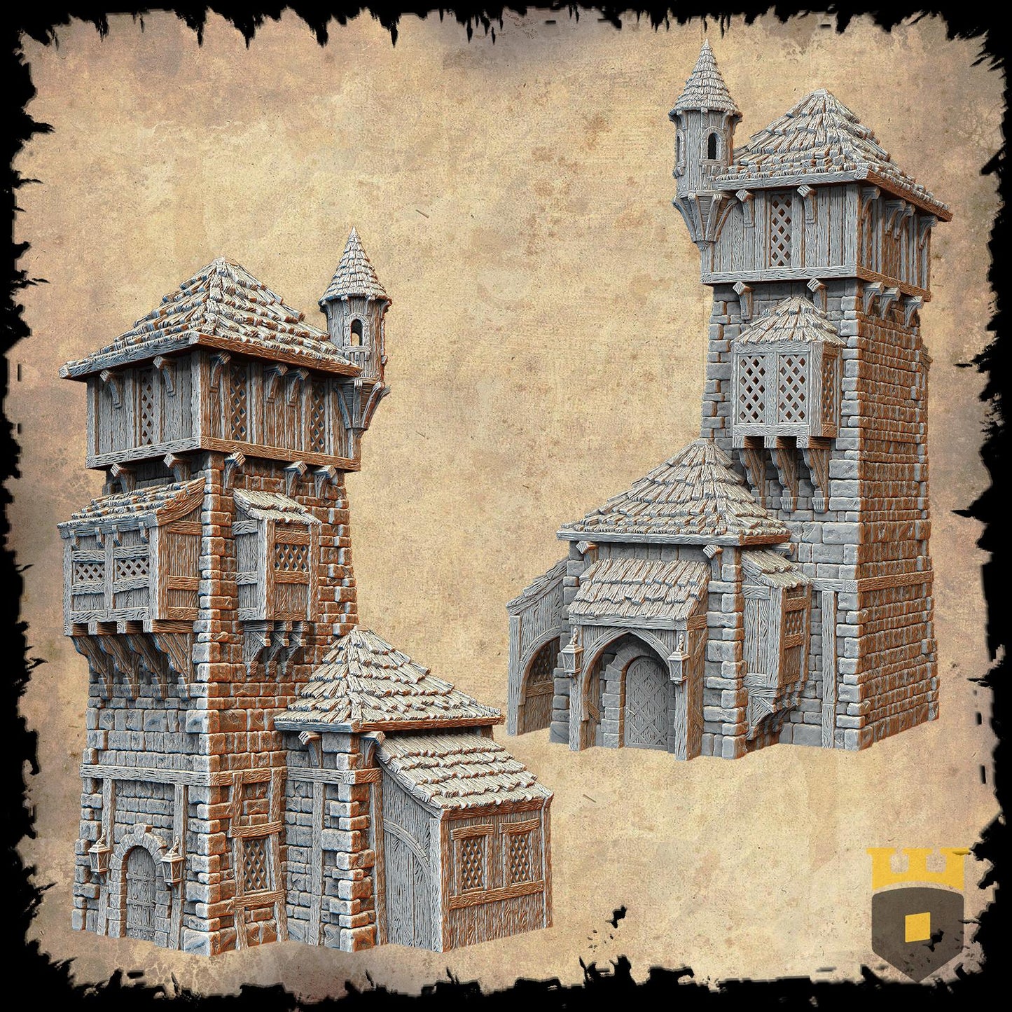 Leicheim Watchtower: Medieval Guard Tower 28MM Tabletop Terrain, Model Railroading, Gaming