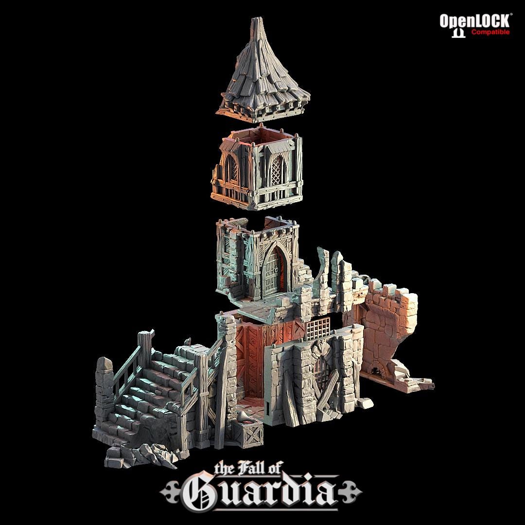 Fall of Guardia: Tinker Shop and Jail Ruin 28MM Tabletop Terrain