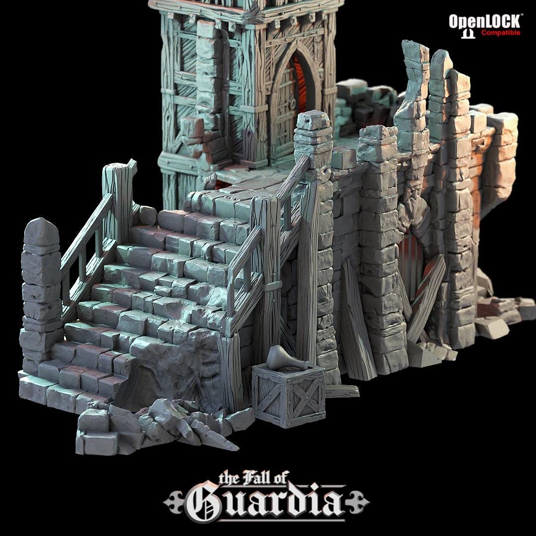 Fall of Guardia: Tinker Shop and Jail Ruin 28MM Tabletop Terrain
