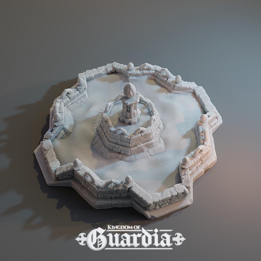 Eternal Flame Fountain: Medieval Fantasy Fountain Terrain Standard Tabletop Terrain, Gaming