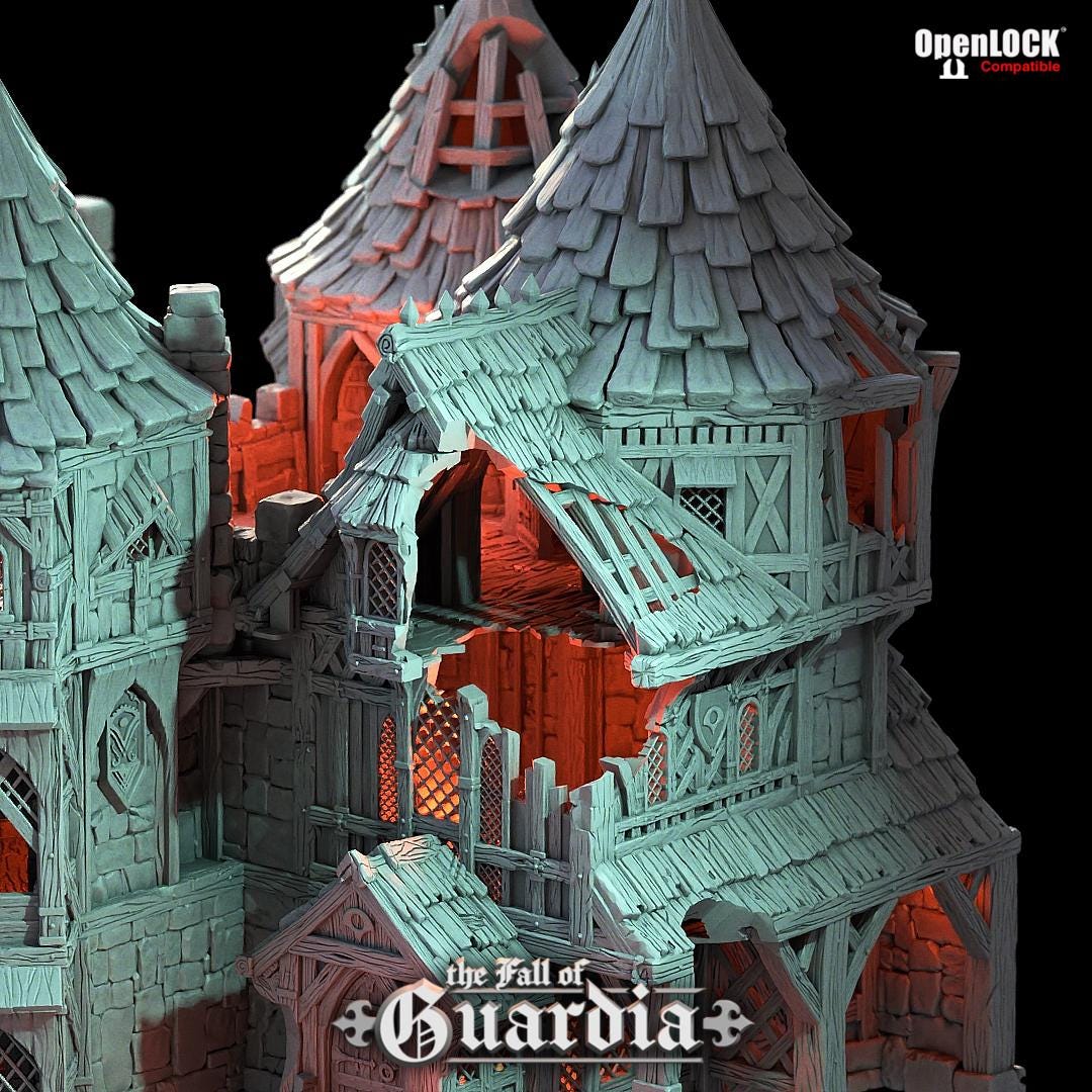 Merchant’s Gatehouse Ruin: Medieval Fantasy Fortified Building Terrain Standard Tabletop Terrain, Gaming, kingdom of Guardia