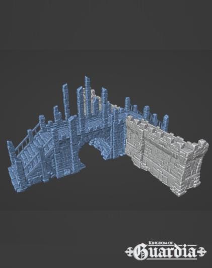 Kingdom of Guardia Bridge: Medieval Fantasy Stone Bridge Terrain Standard Tabletop Terrain, Gaming