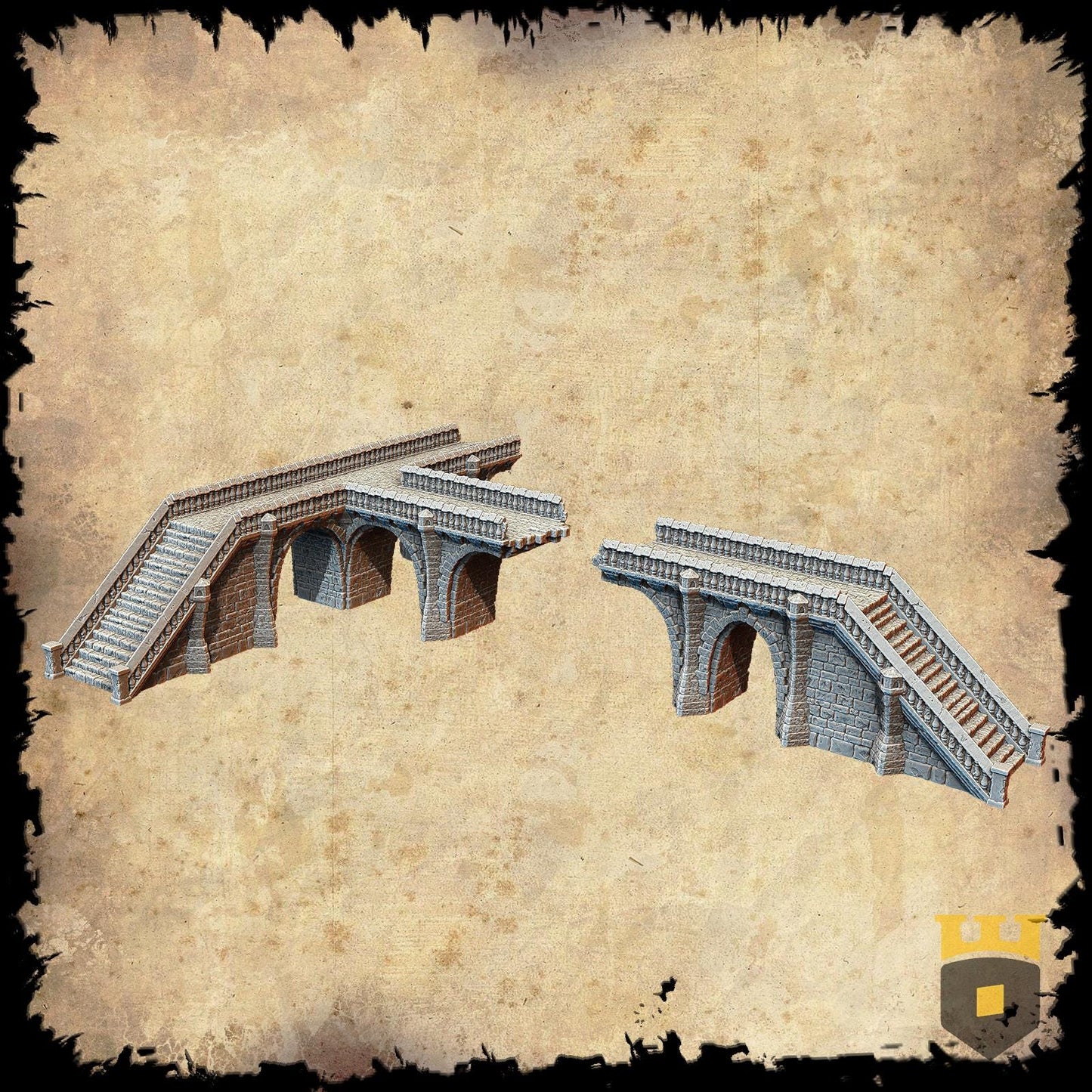 Leichheim Elevated Bridge System: Medieval Stone Arch Bridge Standard Tabletop Terrain, Gaming