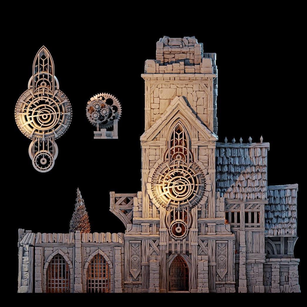 Clocktower of Guardia: Medieval Fantasy Civic Landmark Terrain Standard Tabletop Terrain, Gaming