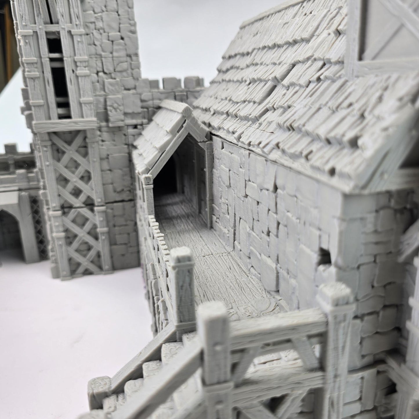 Barracks & Bell Tower: Fortress Garrison Complex 28MM Tabletop Terrain, Guardia Inner Bailey