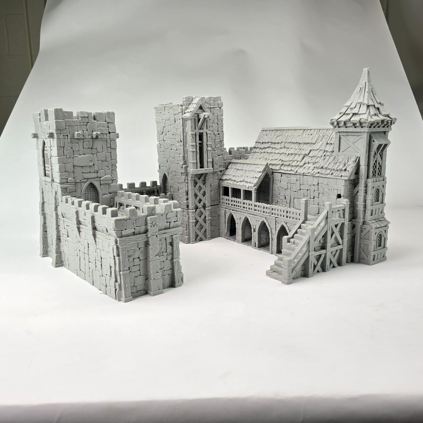 Barracks & Bell Tower: Fortress Garrison Complex 28MM Tabletop Terrain, Guardia Inner Bailey
