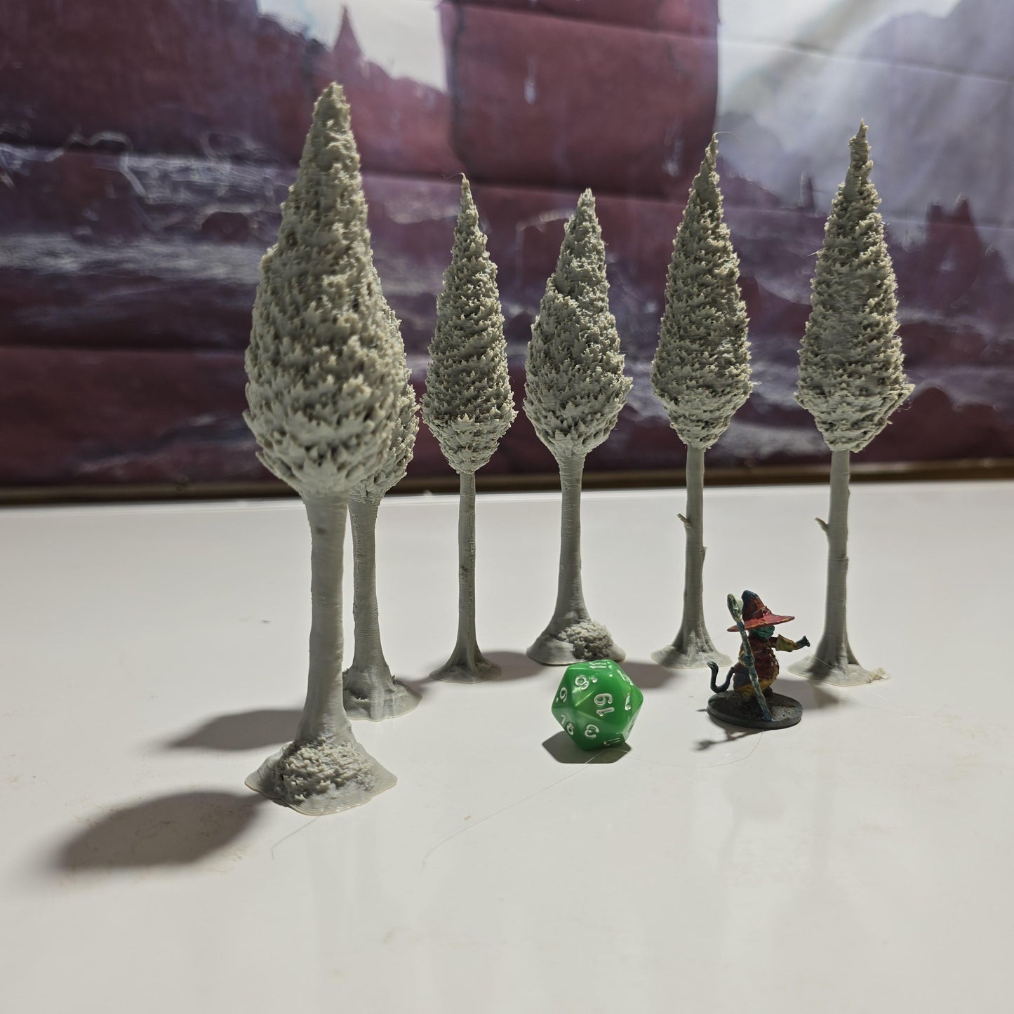 Sentinel Pines Set of 6 Medieval Forest Trees 28MM Tabletop Terrain, Model Railroading, Gaming