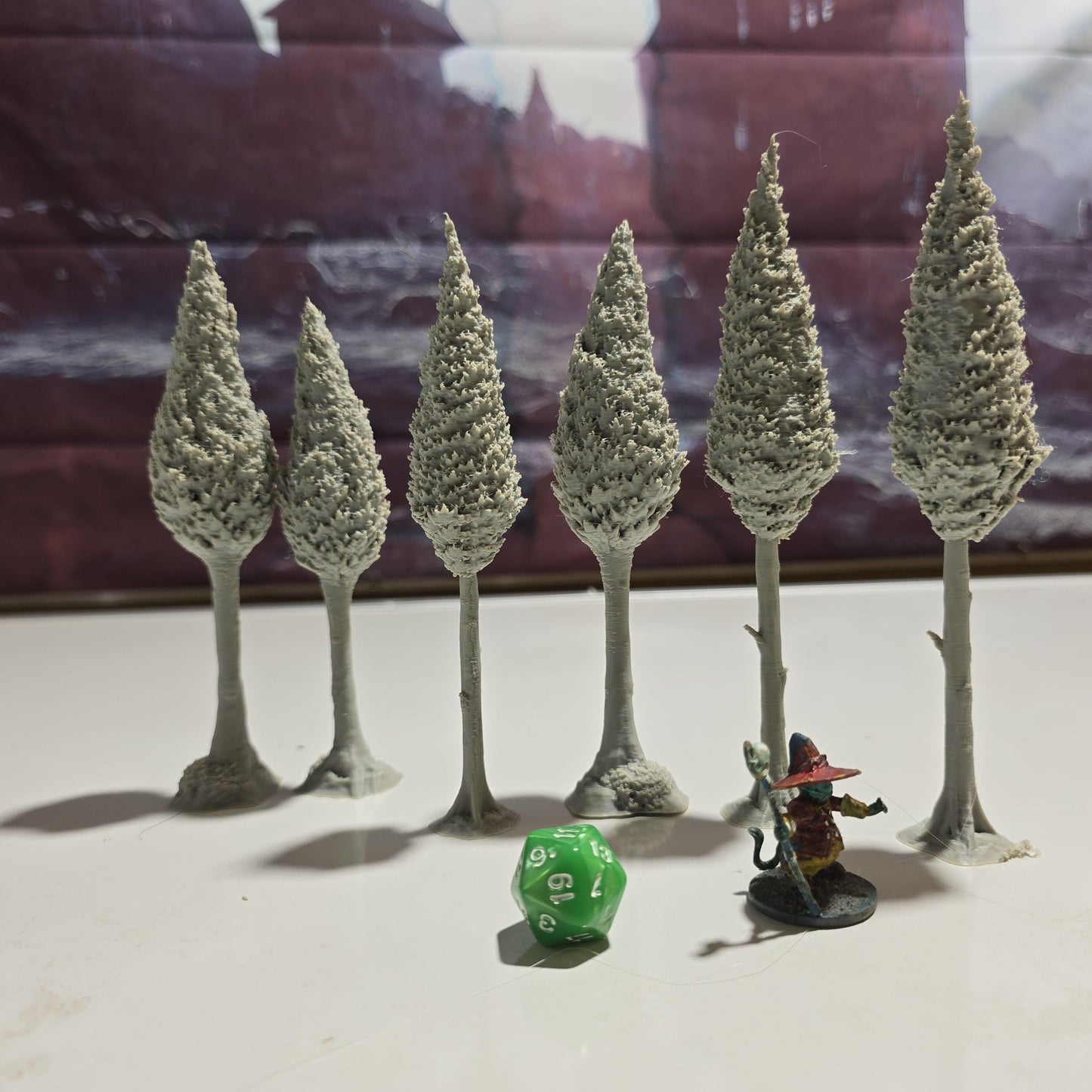 Sentinel Pines Set of 6 Medieval Forest Trees 28MM Tabletop Terrain, Model Railroading, Gaming