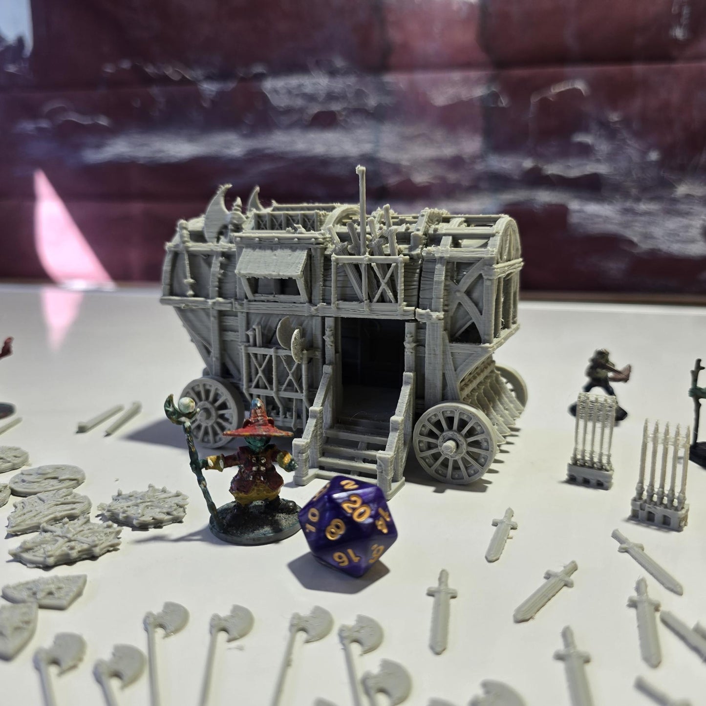 Guardia Weapons Wagon: Medieval Armored Supply Cart 28MM Tabletop Terrain, Model Railroading, Gaming