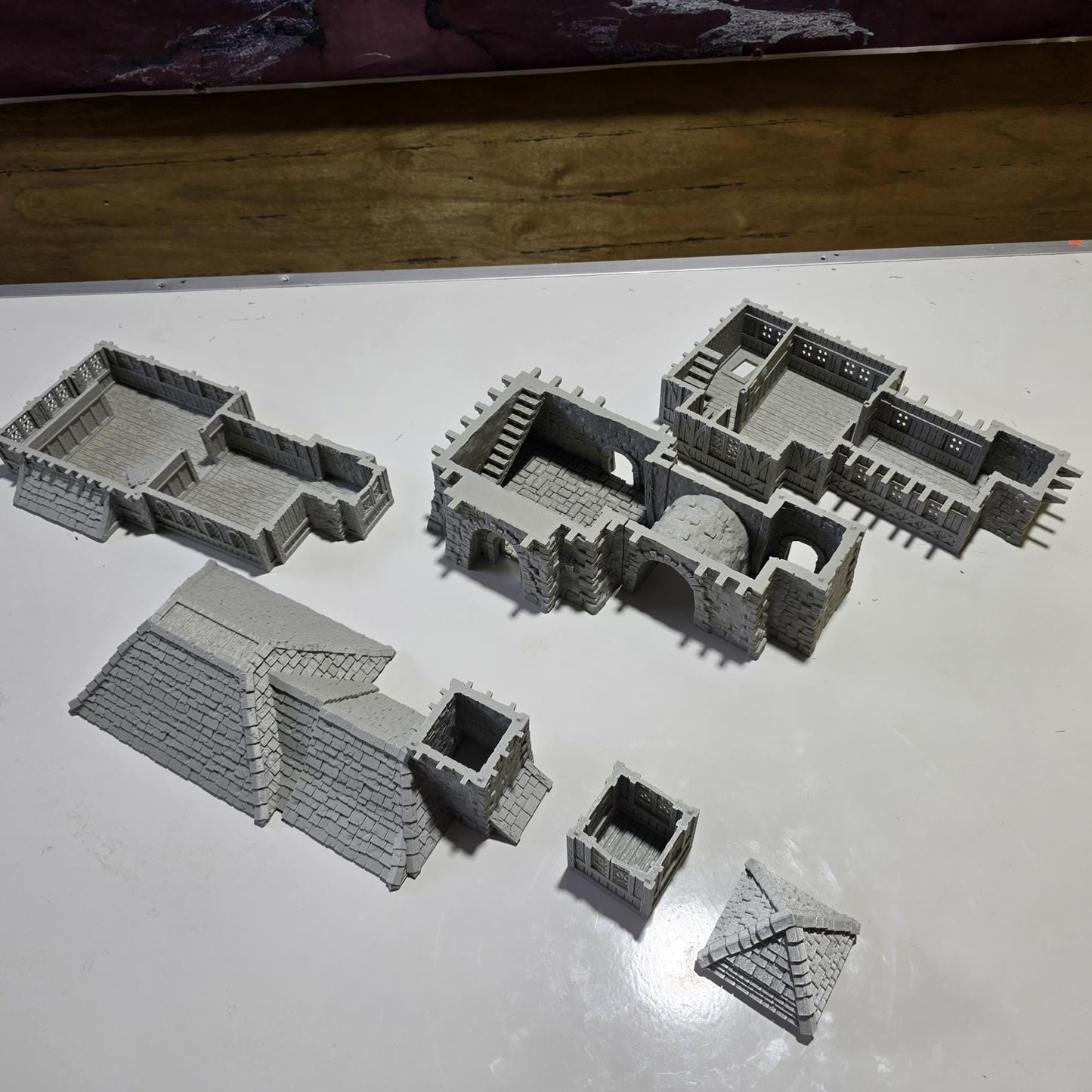 Medieval Barracks and Guardhouse Model, Multi-Level Fortress for Tabletop RPGs and Historical Wargames, Intricate Wood and Stone Design
