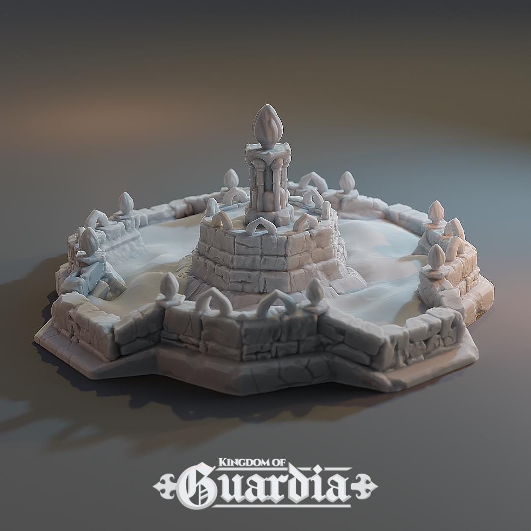 Eternal Flame Fountain: Medieval Fantasy Fountain Terrain Standard Tabletop Terrain, Gaming