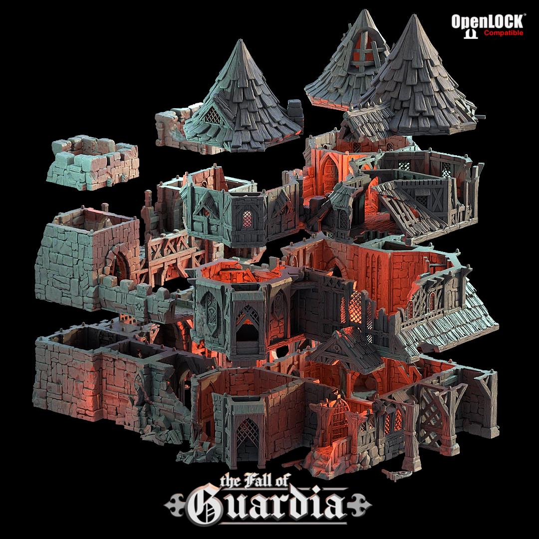 Merchant’s Gatehouse Ruin: Medieval Fantasy Fortified Building Terrain Standard Tabletop Terrain, Gaming, kingdom of Guardia