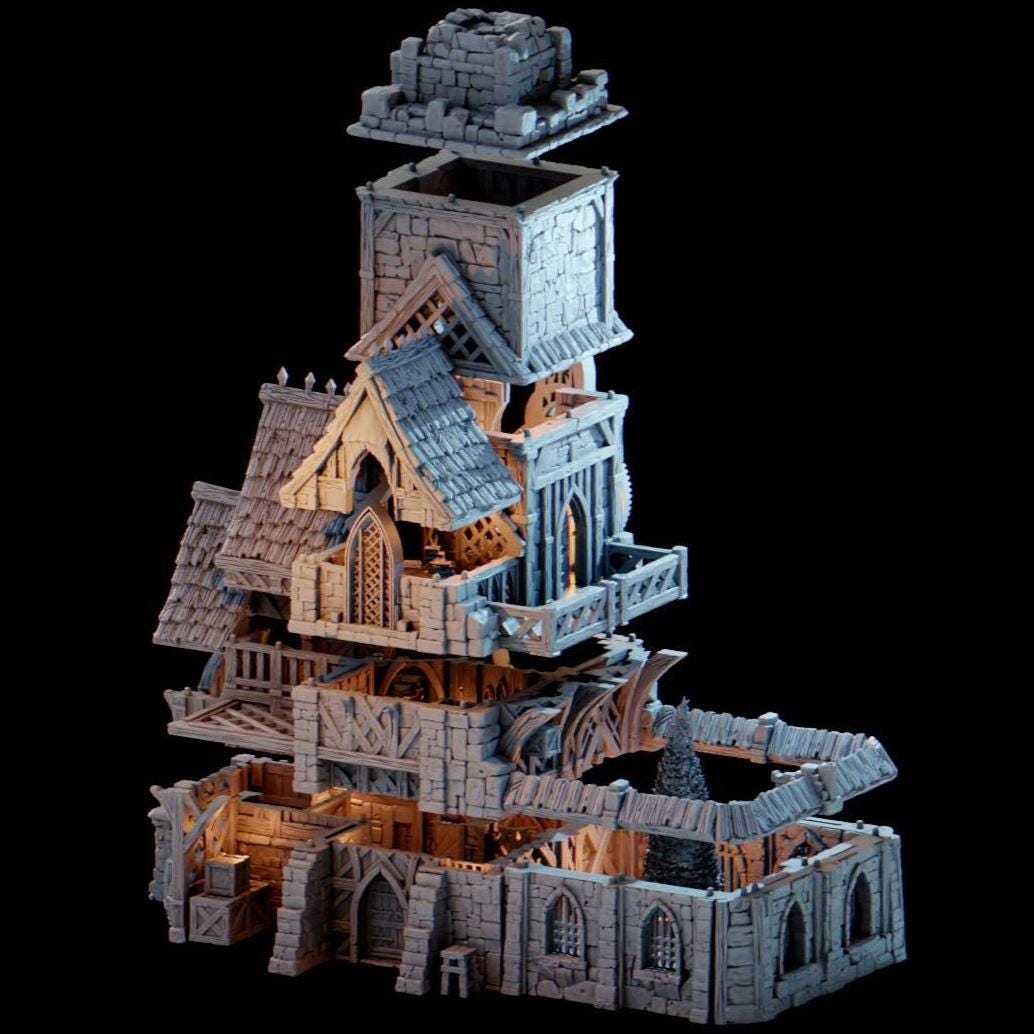Clocktower of Guardia: Medieval Fantasy Civic Landmark Terrain Standard Tabletop Terrain, Gaming