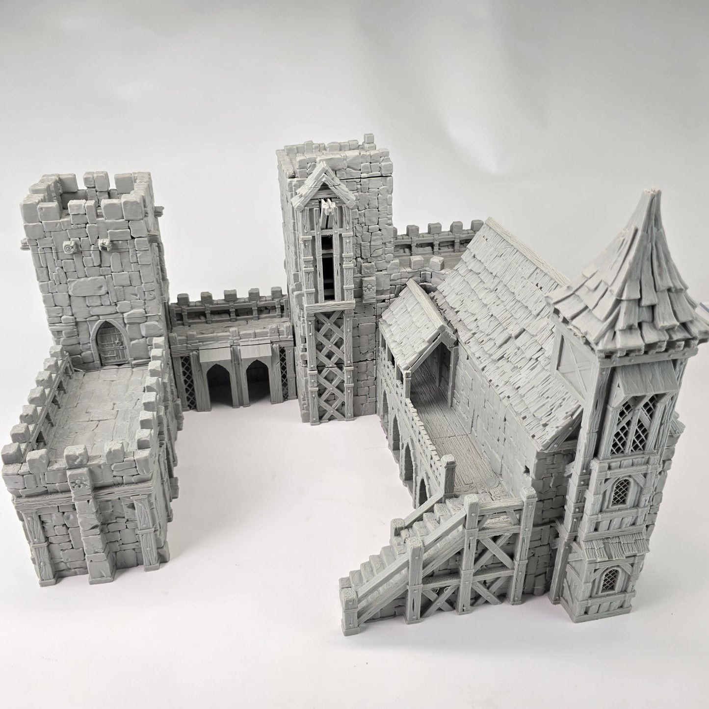 Barracks & Bell Tower: Fortress Garrison Complex 28MM Tabletop Terrain, Guardia Inner Bailey