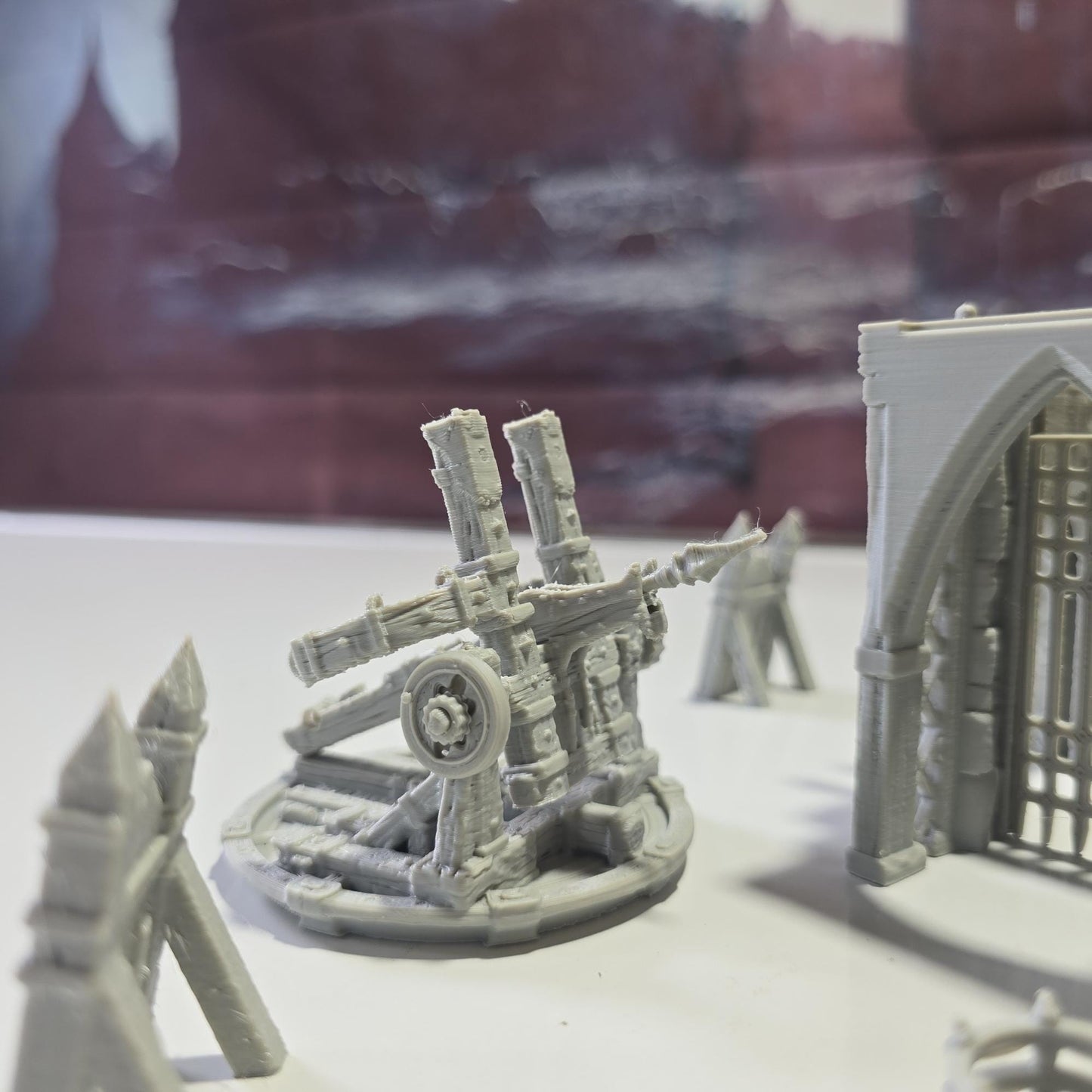 Defensive Ballista Tower: Medieval Fortress Siege Tower Terrain Standard Tabletop Terrain, Gaming