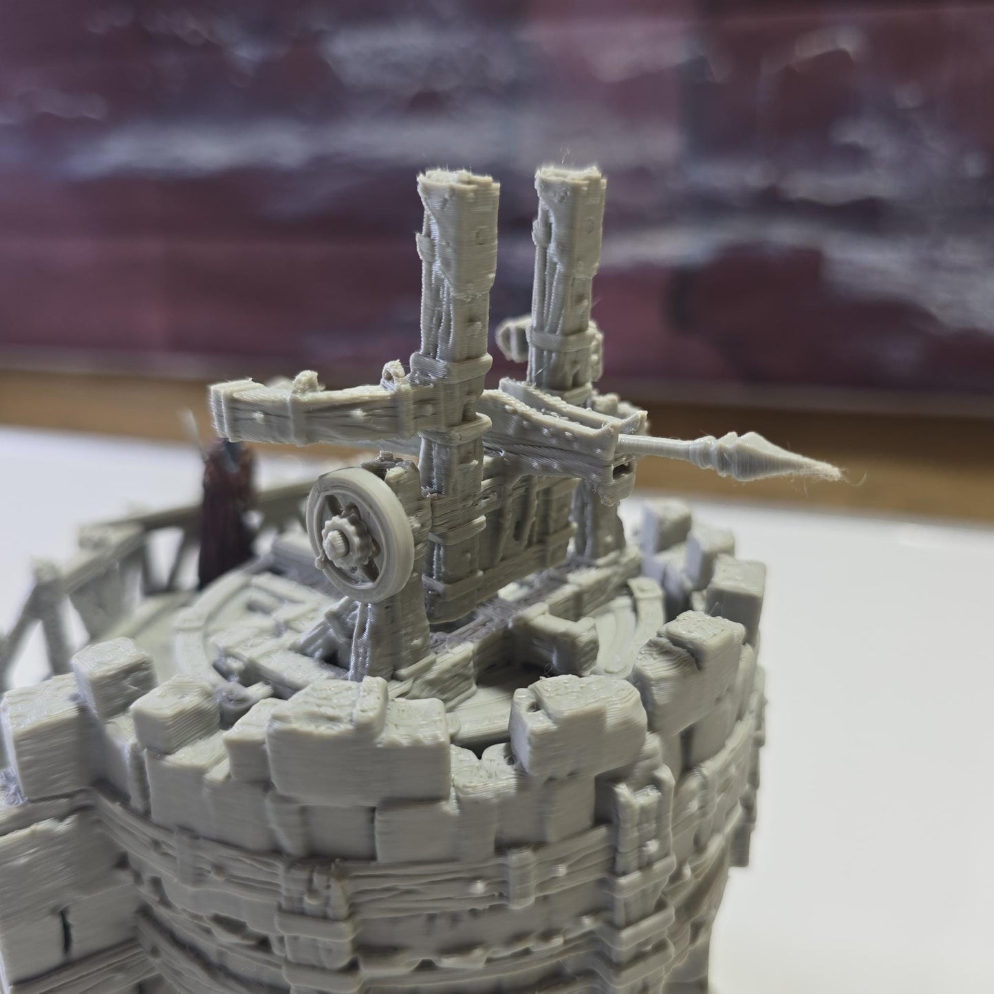 Defensive Ballista Tower: Medieval Fortress Siege Tower Terrain Standard Tabletop Terrain, Gaming