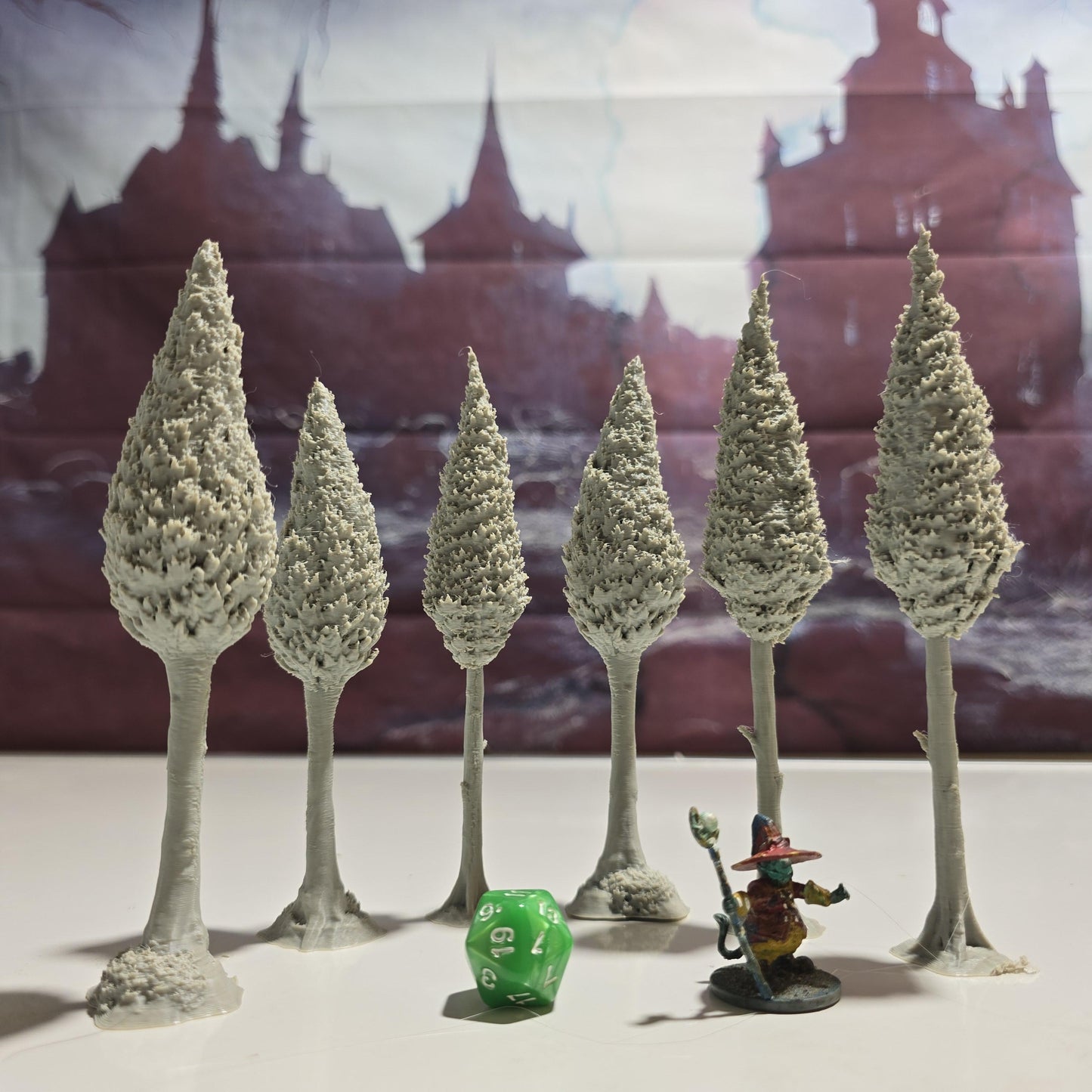 Sentinel Pines Set of 6 Medieval Forest Trees 28MM Tabletop Terrain, Model Railroading, Gaming