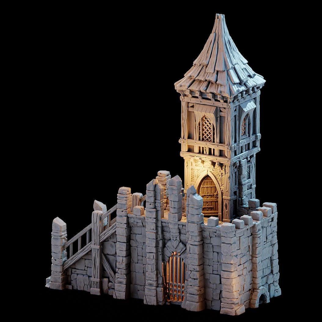 Tinker Shop & Town Jail: Medieval Fantasy Workshop and Guardhouse Terrain Standard Tabletop Terrain, Gaming