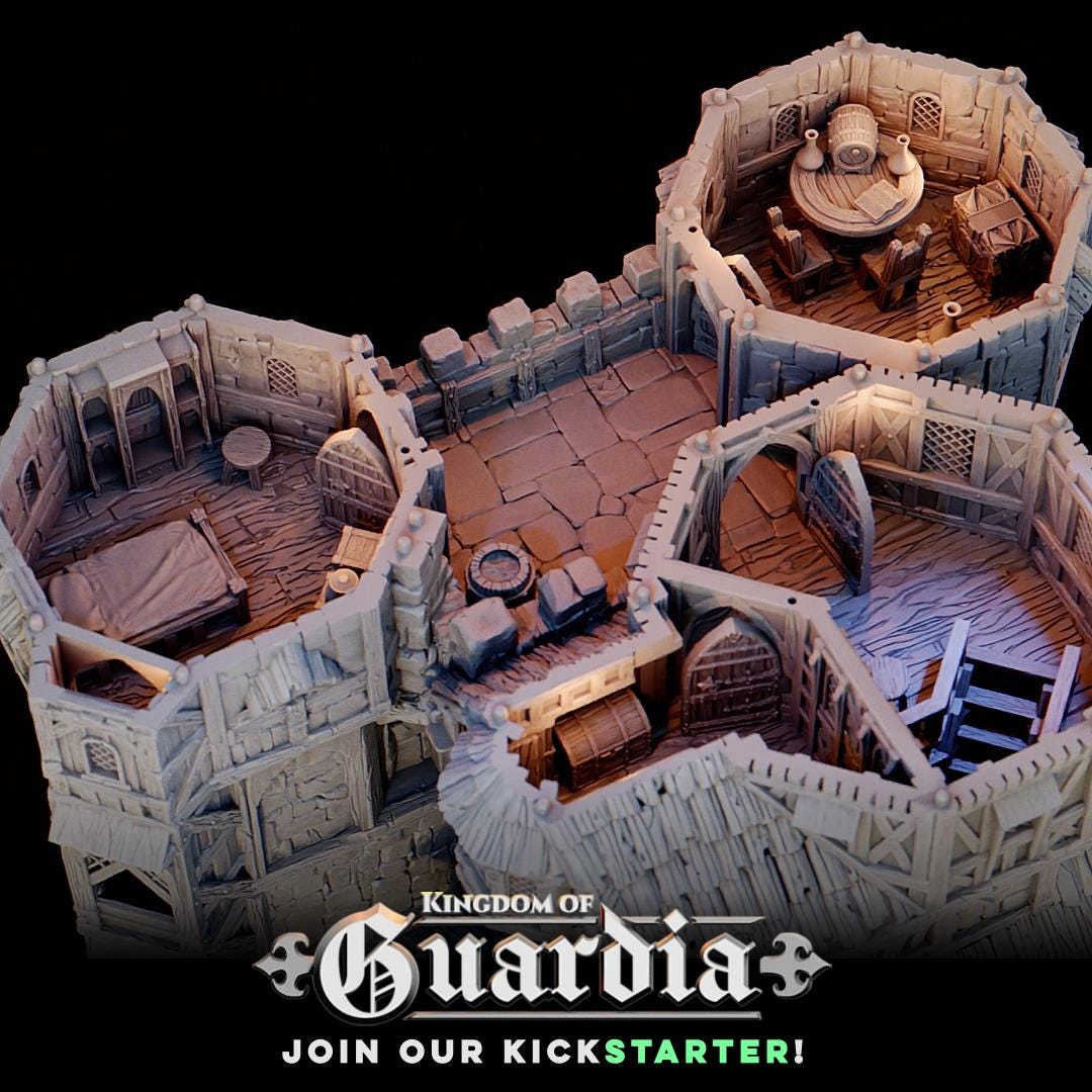 Merchant Gatehouse: Medieval Fantasy Fortress Gate Terrain Standard Tabletop Terrain, Gaming