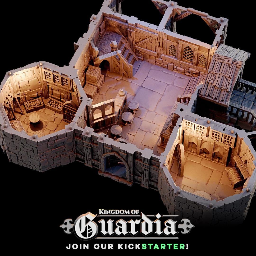 Merchant Gatehouse: Medieval Fantasy Fortress Gate Terrain Standard Tabletop Terrain, Gaming